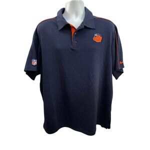 Chicago Bears Polo Shirt Mens 2XL Blue Orange Nike On Field Dri Fit NFL Logo